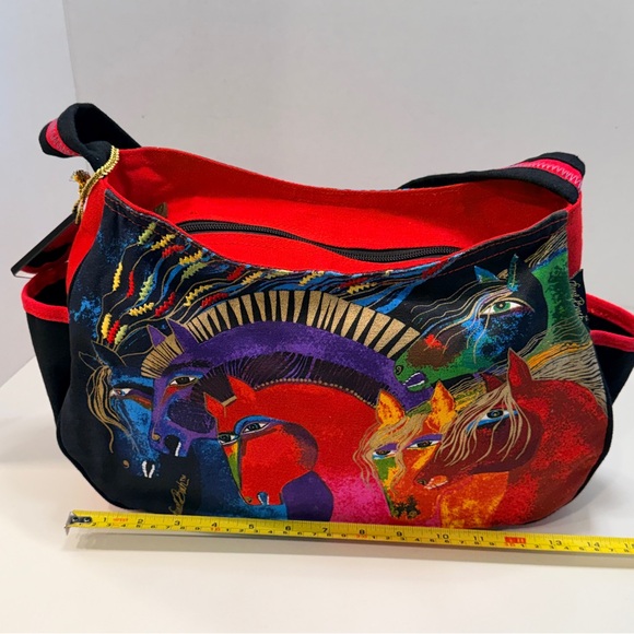 LAUREL BURCH Wild Horses of Fire Hobo Tote Bag Zipper Multicolor Canvas 15”x9” - Picture 15 of 16
